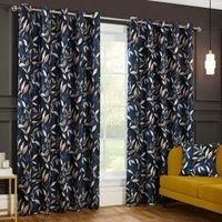 Leaves Eyelet Curtains Blackout Ready Made Ring Top Madrid  3 Colours
