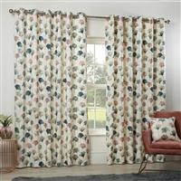 Camarillo Floral Eyelet Ring Top Curtains Ready Made Lined Watercolour Flowers