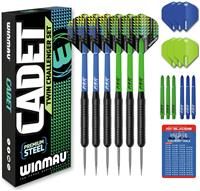 WINMAU Darts Cadet Twinset - Premium Steel - 19g Steel Darts Set with Dart Flights and Dart Shafts (Stems) with Score Card
