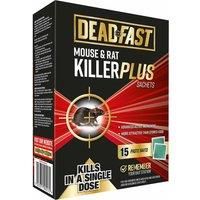 Deadfast Mouse and Rat Killer Plus Poison, 15 Sachets - Green