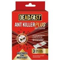 Deadfast Ant Killer Plus Bait Stations 3 x 4g - Destroys Nest and Colonies