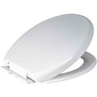 White Plastic Toilet Seat Top Fixing Adjustable Hinges Bathroom Oval Toledo