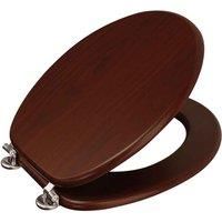 Wooden MDF Toilet Seat Adjustable Chrome Hinges Bathroom Oval Wood WC Oxford