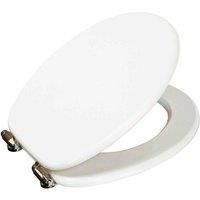 Soft Close Adjustable Wooden Toilet Seat - White