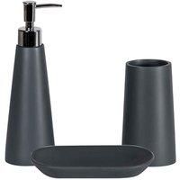Showerdrape Alto 3 Piece Bathroom Set - Soap Dish, Tumbler, Liquid Dispenser - Grey