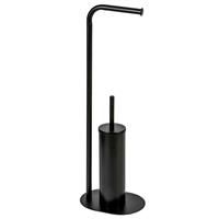 Showerdrape Aspen Freestanding Black Toilet Roll Holder & Brush Combo