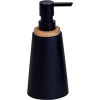 4 Pc Bathroom Accessory Set Bamboo Resin Toilet Brush Soap Dish Dispenser Black