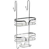 Bathroom Shower Caddy Chrome Hanging Baskets 2-Tier Shelves Soap 2 Towel Hooks