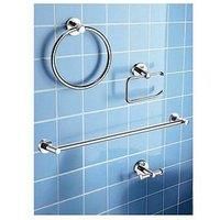 Showerdrape Modernity Chrome 4Pc Set double Robe Hook Toilet Roll Holder Towel Ring Towel Rail