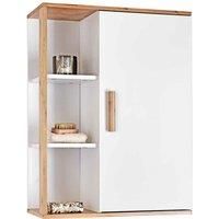 Showerdrape Cassino Bamboo Bathroom Storage Cabinet With External Shelves, Wall Mounted Cabinet Storage Unit, Wooden Single Door Storage Cabinet, White, 62cm (H) x 47cm (W) x 21cm (D)
