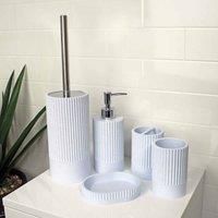 Bathroom Accessory Set 5 Pieces Resin Blue Soap Tumbler Dispenser Toothbush
