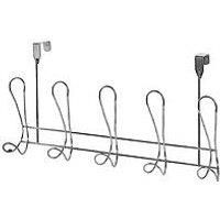 5 Hooks Over the Door Chrome Hanger Coat Jacket Rack for Clothes Towel Lyrical