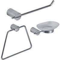 Showerdrape Vitality Chrome Collection 3 Piece Bathroom Accessory Set, Silver