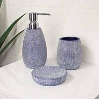 Showerdrape Denim Blue Collection 3 Piece Bathroom Accessory Set, Blue