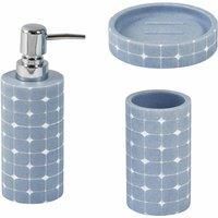 Showerdrape Mosaica Sky Blue Collection 3 Piece Bathroom Accessory Set, Blue