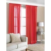 Slot Top (Pair) Ready Made Voile Curtains Red