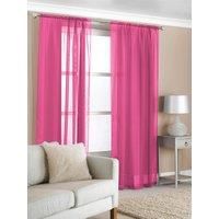 Slot Top (Pair) Ready Made Voile Curtains Cerise