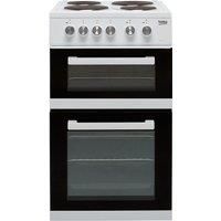 Beko KD531AW 50cm Twin Cavity Electric Cooker in White Solid Plate