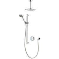 Aqualisa Quartz Classic Smart Digital Shower Concealed W Adjustable & Fixed Ceiling Head hp Combi , Silver
