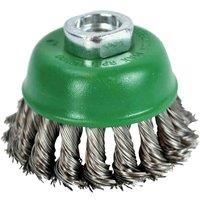 Faithfull Wire Cup Brush Twist Knot 65mm M14 x 2 0.50mm Stainless Steel Wire