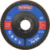 Faithfull Sanding Flap Disk Aluninium Oxide 80 Grit (Medium) 115mm (4.5") For Angle Grinders
