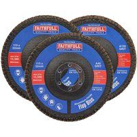 Faithfull Aluminium Oxide Flap Disc 115 x 22mm Mixed Grit (3 Pack) FAIFD115AM3