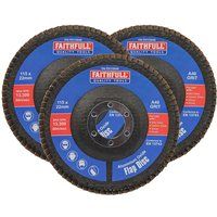 Faithfull  Aluminium Oxide Flap Disc 115 x 22mm 40 Grit 3 Pack FAIFD11540A3