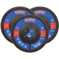 Faithfull  Aluminium Oxide Flap Disc 115 x 22mm 80 Grit 3 Pack FAIFD11580A3
