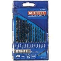 Faithfull Hss Drill set (13)1/16-1/4 X 1/64