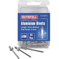 Faithfull FalAR4M100 100 4mm medium Aluminium Rivets