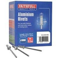 Faithfull Aluminium Rivets 3.2 x 6mm Short Bulk Pack of 1000