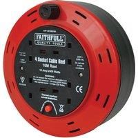 Faithfull FPPCR10M10A 10 Metre Cassette Cable Reel with 4 Sockets 240V 10A