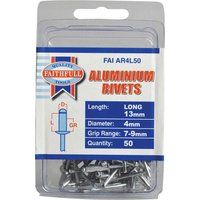 Faithfull AR4L50 4mm Aluminium Rivets Long (Pack of 50)