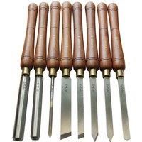 Faithfull FAIWCTSET8B HSS Turning Chisel Set of 8 in Wooden Presentation Box Suitable for Hard and Soft Woods
