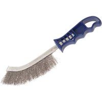 Faithfull FAIWBHANDSS Stainless Steel Crimped Wire Scratch Brush Blue Handle 25 cm Long