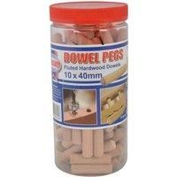 Faithfull 40 X 10mm Wood Dowels Fluted (Tub of 100)