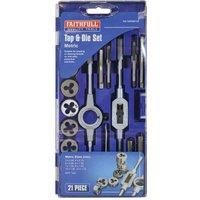 Faithfull FAITAPDSET21 Metric Tap and Die Set in Carbon Steel (21 Pieces)