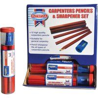 Carpenters Pencils Red (12 x Tubes of 12 + Sharpener)