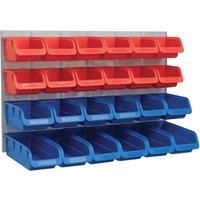 Faithfull 24 Plastic Storage Bins with Metal Wall Panel