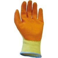 Scan Knit Shell Latex Palm Gloves Orange - Large (Size 9) (Pack of 12 Pairs)