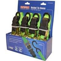 4 Piece Ratchet Tie Down Cargo Straps Set Faithfull 4 x (25mm x 5 m) Straps