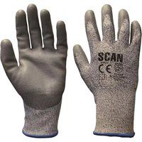 Scan Grey PU Coated Cut 5 Gloves - Medium (Size 8)