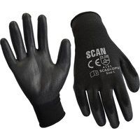 Scan Black Pu Coated Gloves - Extra Large (Size 10) (Pack 12) SCAGLOPU12XL
