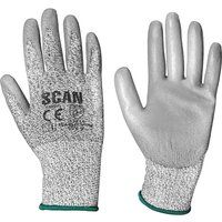 Scan Grey Pu Coated Cut 3 Gloves - Medium (Size 8) SCAGLOCUT3M