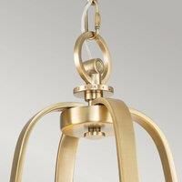 QUOIZEL Gotham chandelier, fabric lampshade, 4-bulb, brass