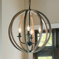 FEISS 4-light pendant light Allier, made of wood 52.1 cm