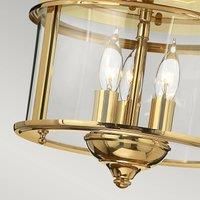 HK/GENTRY/F/ PB Gentry 3 Light Round Glass Flush Ceiling Lantern Light