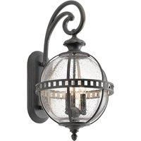 Halleron 3 Light Outdoor Globe Wall Lantern Light Grey IP44 E14