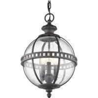 Halleron 3 Light Outdoor Globe Ceiling Pendant Light Grey IP44 E14