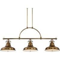 Emery 3 Light Pendant Bar Chandelier Light Weathered Brass E27